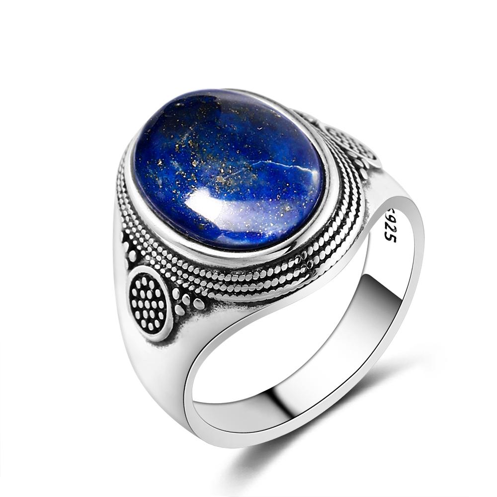 Prsten Charm Noble 100% 925 stříbro 10x14MM lapis lazuli snubní prsten pro dívku ženu na párty výročí narozeninový dárek