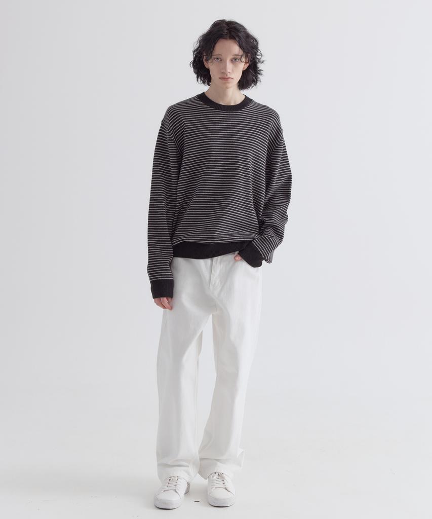 EZIO Aube Stripe Round Knit_Black