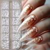 12 Grid Mixed Flat Bottomed Pearl Half Round Rhinestones 3D Nail Decoration Nail Jewelry Nail Charm Manicure Art