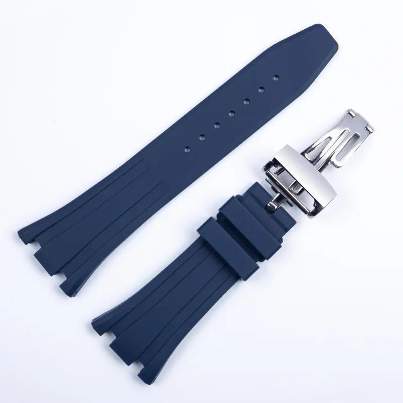 Silicone Watch Strap for AP Royal Oak Offshore Sports Waterproof Sweat-Proof Rubber Watchband Men's 27mm 28mm Double Concave