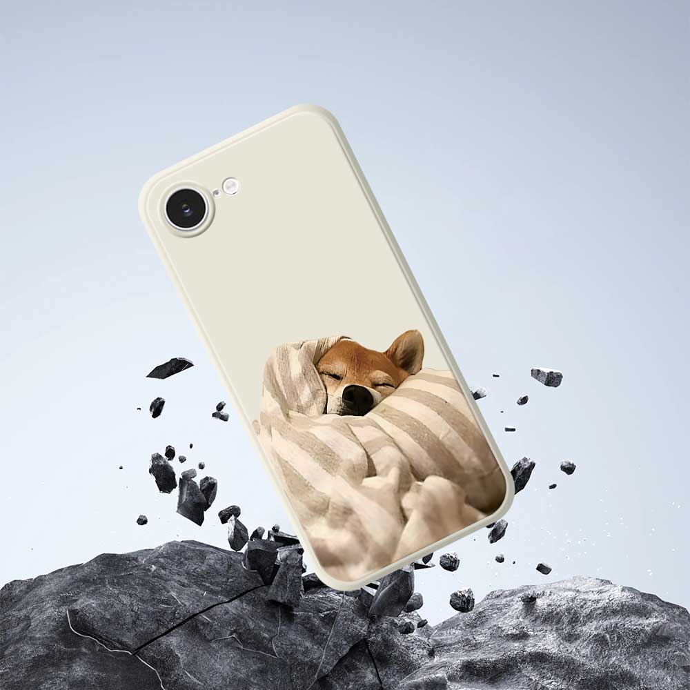 For iPhone 16e Case Wrapped Dog Pattern Printing Straight Edge TPU Phone Back Cover