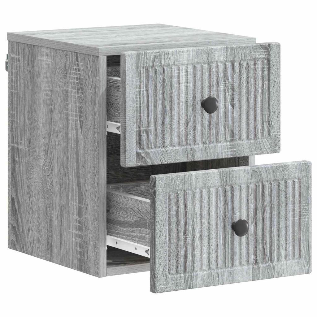Wall Mounted Nightstand Set 2 pcs Grey Sonoma 33 x 34.5 x 40 cm