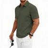 Mens European American Summer Jacquard Turn Down Collar Polo Shirt Business Casual