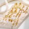 Gold Color Drop Dangle Earrings for Women, Statement Starfish Pearl Ocean Chunky Earrings, Stainless Steel Jewelry Wholesale