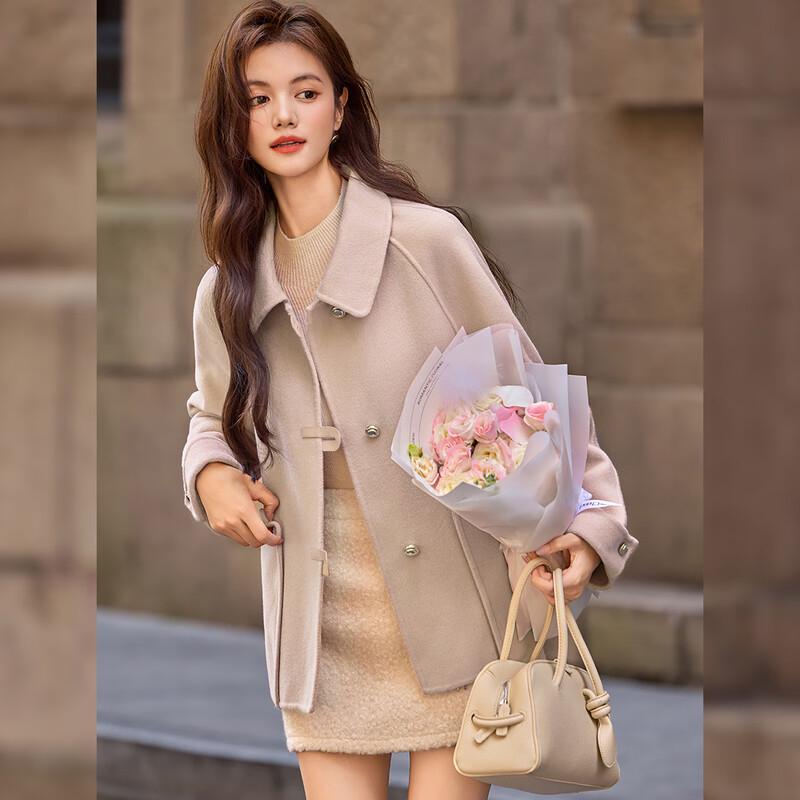 Women's 100% Wool Double-faced Lapel Short Coat