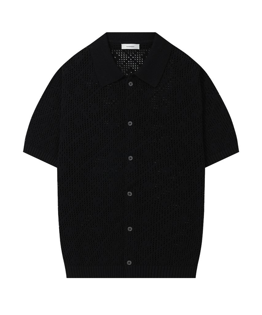Mannergram Crochet Short Sleeve Collared Knit - 3 Colors