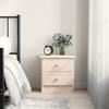 Bedside Table - ALTA - Solid Pine Wood - 2 Drawers - 41x35x41 Cm