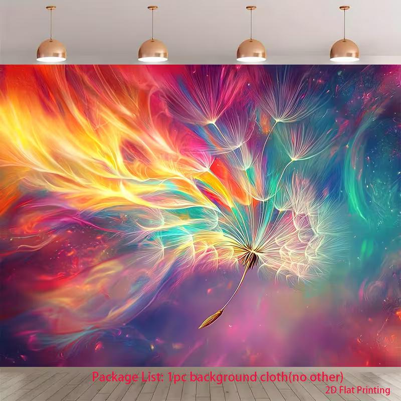 2D Colorful Dandelion Photography Backdrop Vibrant Nebula Background 47.2x31.5inch/120*80cm