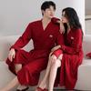 Couple Nightgown Women'S Spring And Autumn Pure Cotton Long-Sleeved Jujube Red Bathrobe Medium And Long Men'S Large Size Loungewear