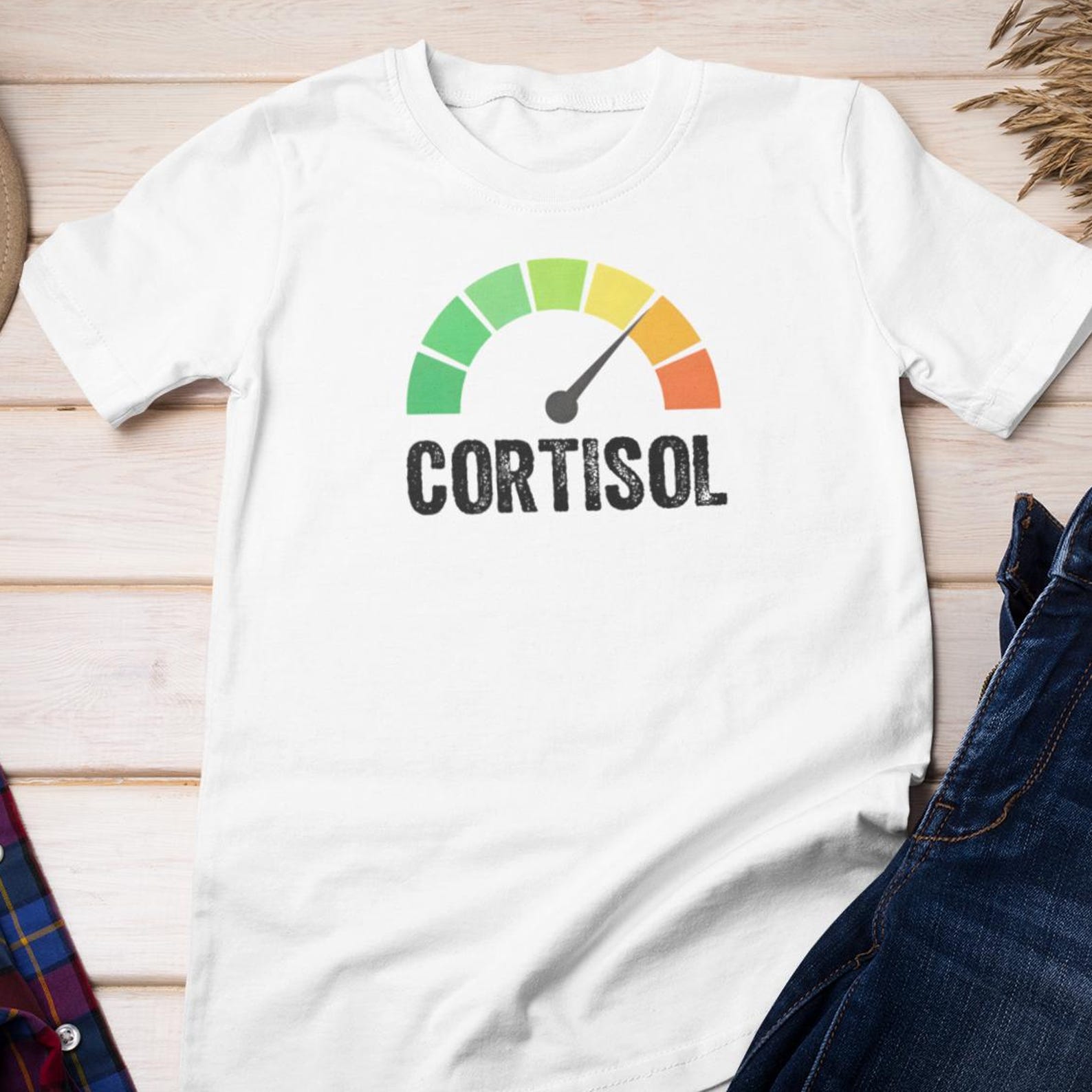 Funny Tshirt - Cortisol Meter - High Stress Cotton Tee S