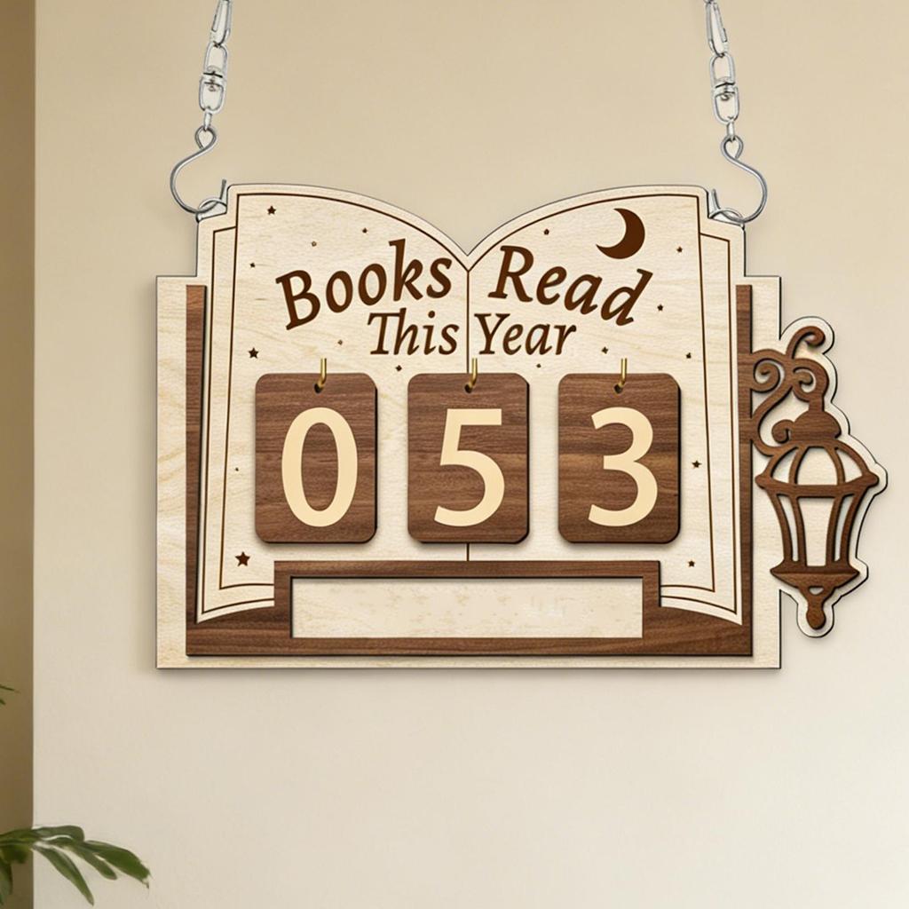Books Read This Year Counter Wood Library Decor Book Read Tracker Board for Readers Students Teachers Librarians Writers Authors