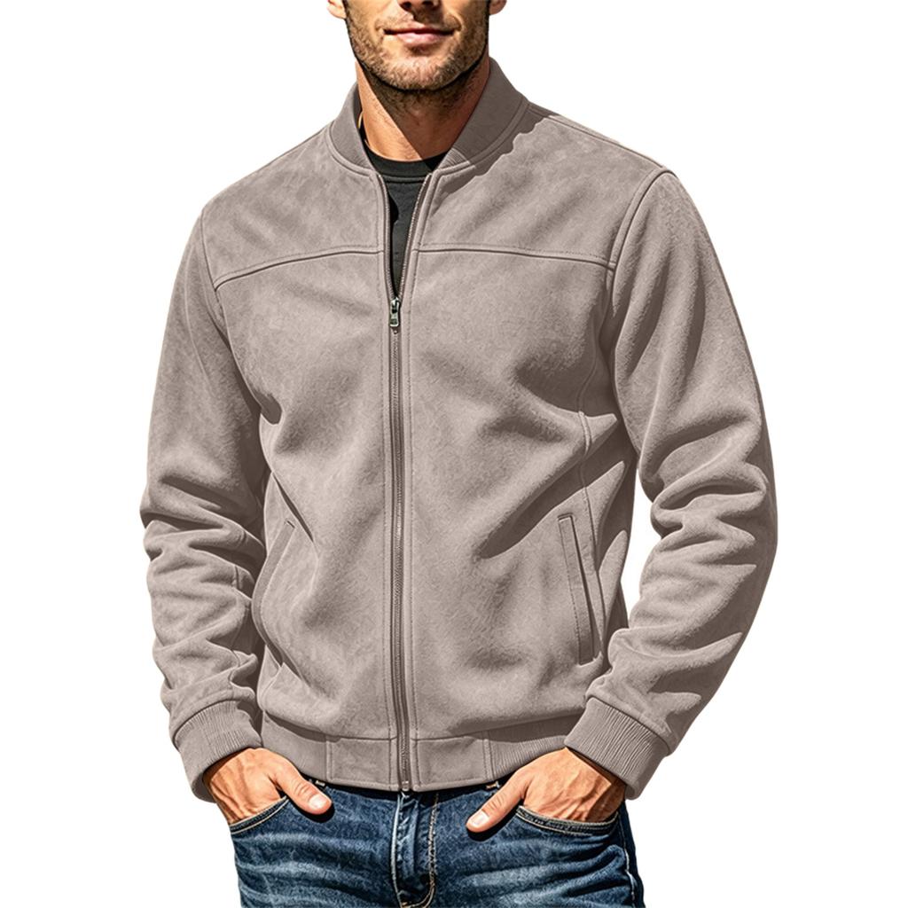 Men's Baseball Jacket Long Sleeve Zip-Up, Casual Fashion Coat for Fall and Winter