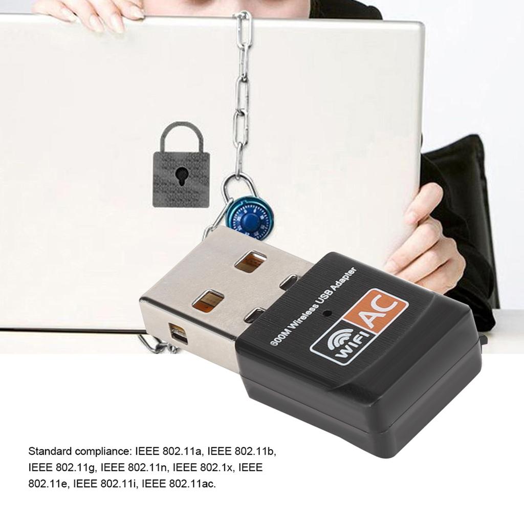 Dual Band 802.11AC 600M Wireless Network Card USB WiFi Adapter Built in PCB Antenna