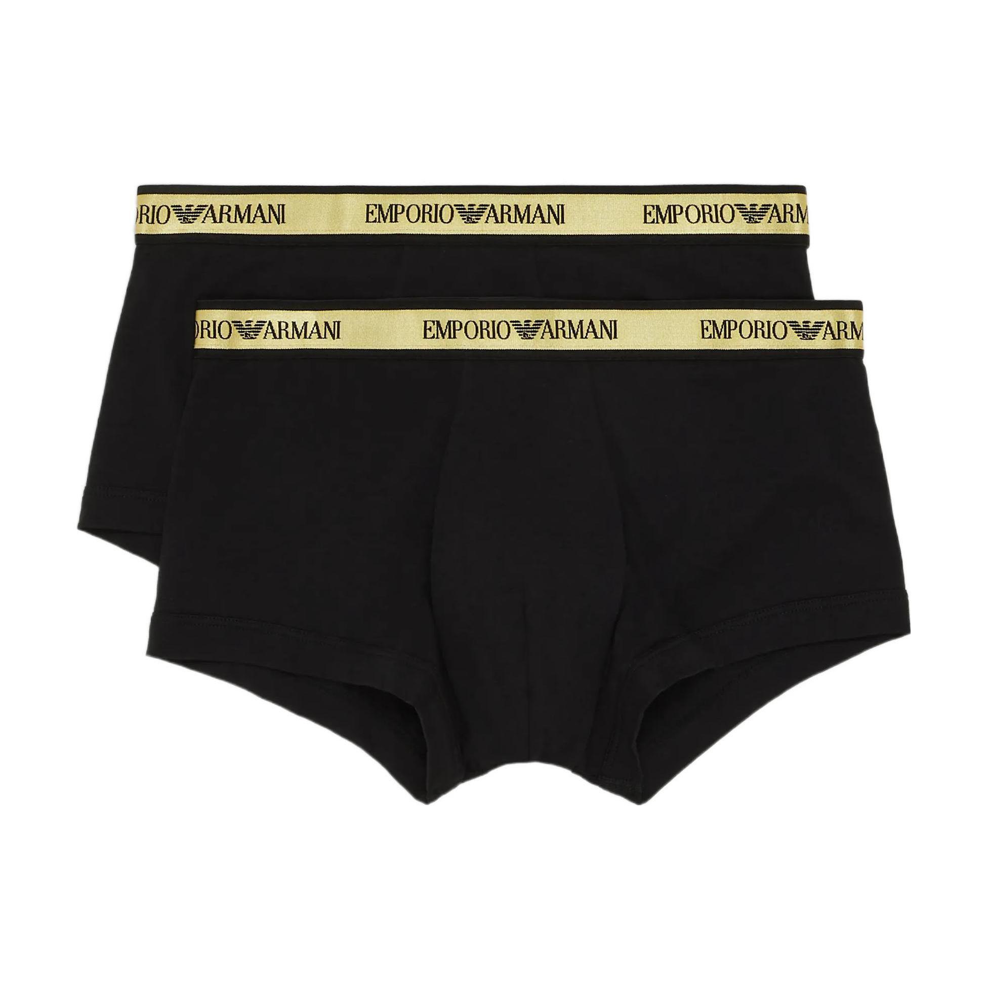 Emporio Armani FW22 Waist Letter Logo Jacquard Boxer Briefs 2-Pack Men underwear Black 1112102F-59811-7020 M