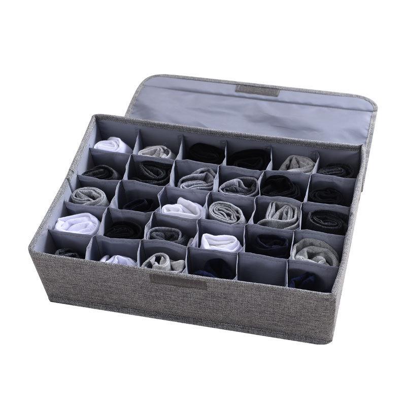 Faltbare Stoff-Aufbewahrungsbox mit Fächern für Unterwäsche und Socken