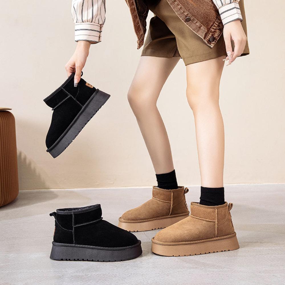 Winter Velvet To Increase Warmth Thick Soled Short Tube Cotton Shoes for Women