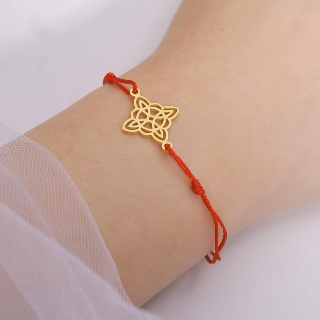 Cazador Witch Knot Wax Rope Bracelet for Women Stainless Steel Amulet Wicca Charm Bracelets Witchcraft Jewelry Birthday Gift New