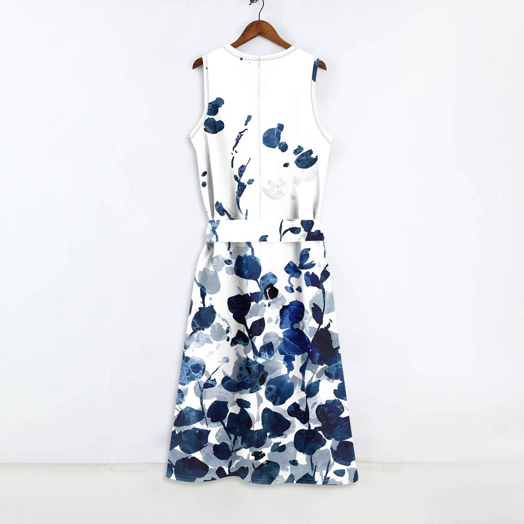 Sleeveless  Boho Dress For Women Casual Loose Fit Summer Sundress Print Dress
