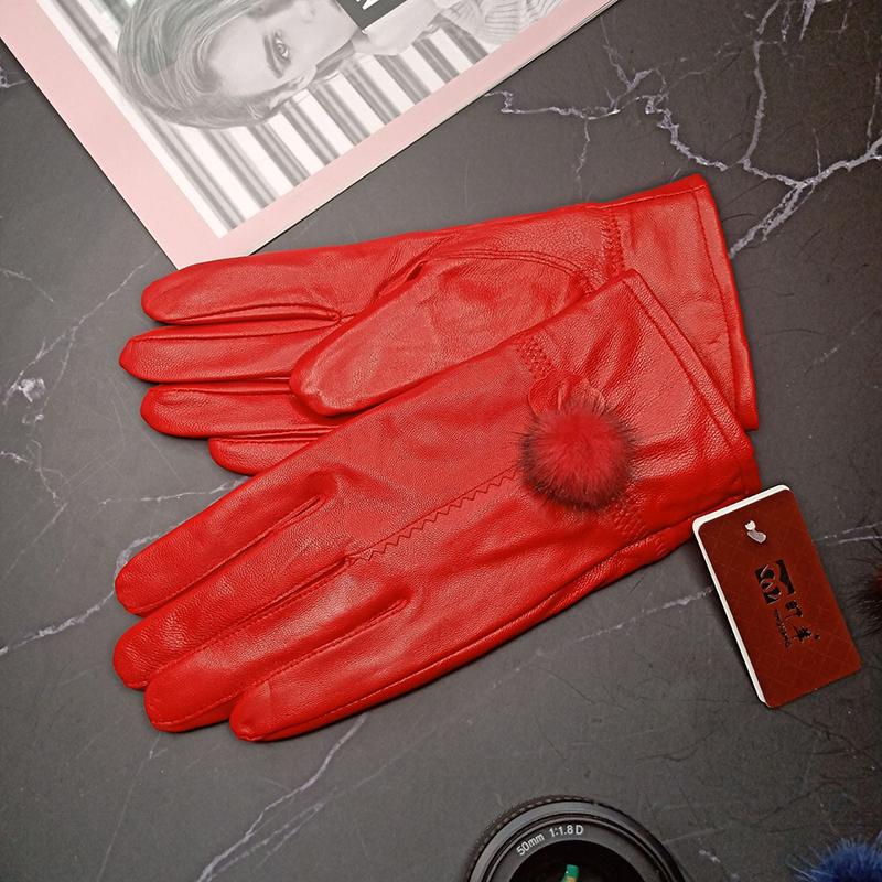 Damehansker i lammeskinn og tykke med fløyel Vinterhansker Dame Nydelig kaninpels-hanske