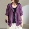 Fashion Women Oversized Cardigan Hooded Cotton Linen Casual Loose Blouse Plus Size Vintage Ladies Thin Coat