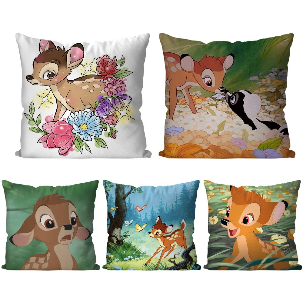 Animated B-Bambi Fairy Tale Pillow Case Square Pillow Bedroom Sofa Leisure Comfort Cushion Car Living Room Home Decoration 40X40