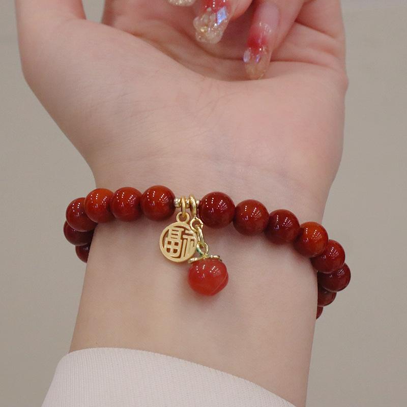 Natural Nanhong Agate Bracelet Fashion Women Daily Jewelry Lucky Gift