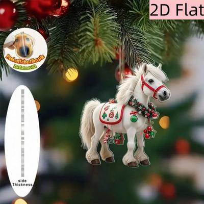 Yousheng Horse Christmas Ornament 2D Acrylic Horse Christmas Tree Ornaments Equestrian Gifts for Women Girls Horse Lovers