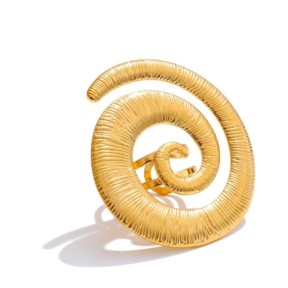 

Yhpup Arrivals Golden Stainless Steel Twisted Geometric Open Ring Stylish Unique Texture Charm Jewelry Accessories Gift resizable