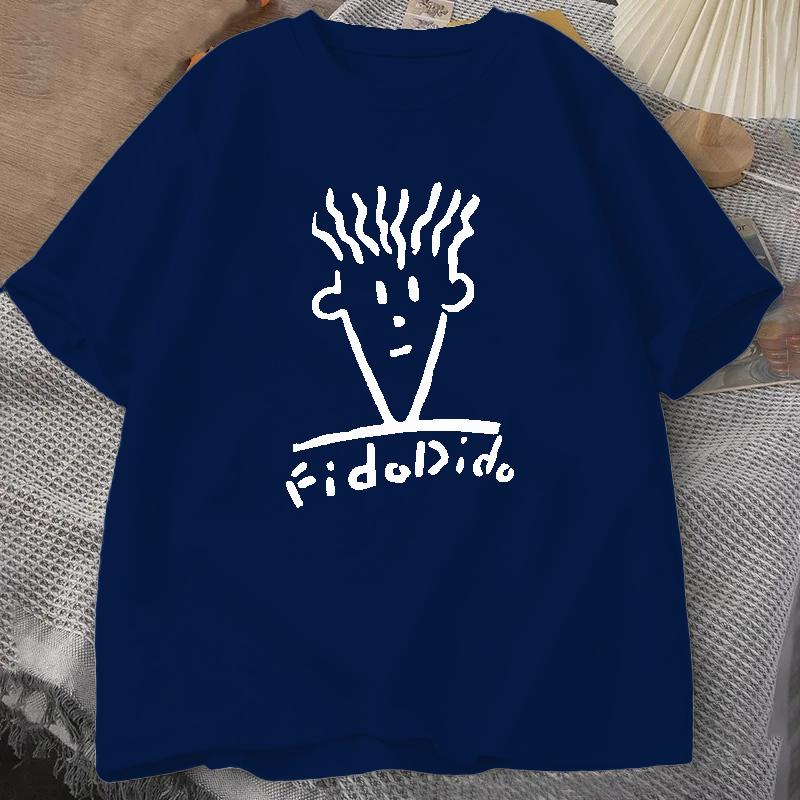 Man Black Tshirts Summer T-shirt Fido Dido Face T-Shirt Boys White T Shirts Sweat Shirt Men's Clothing Loose Casual Streetwear