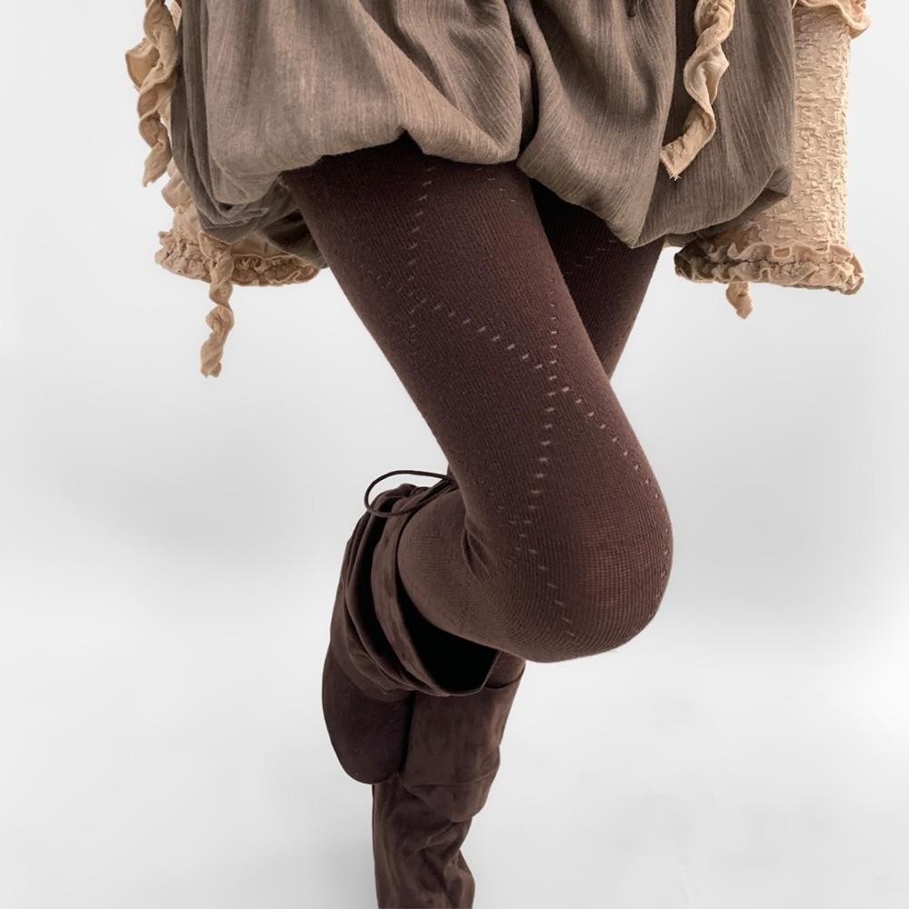 Fashionable Jacquard Knitted Stockings Breathable Thermal Leggings Basic Pantyhose Autumn Winter
