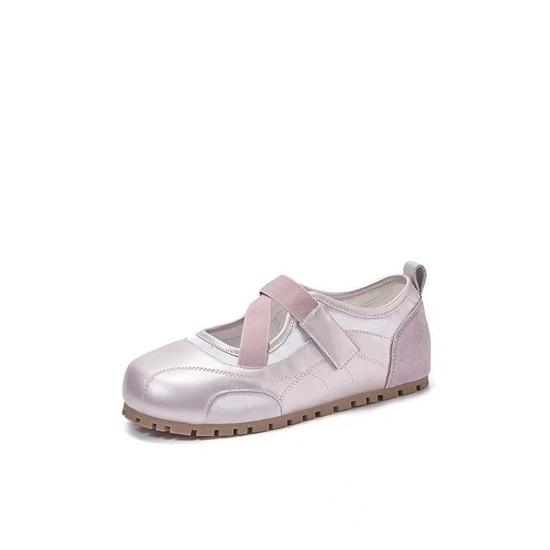 

2025 summer new soft-soled shoes women s Velcro Mary Jane shoes women s flat-soled versatile casual shoes puff single shoes 40 фиолетовый