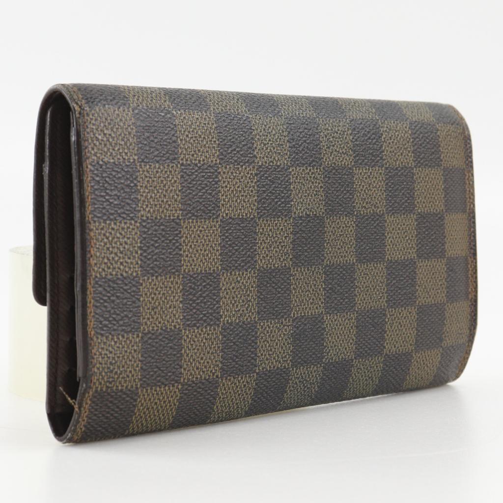LOUIS VUITTON Porte Tresor International Purse N61215 Three fold Brown Damier canvas unisex Used