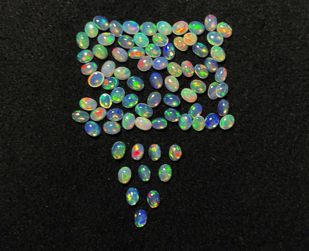 Natural Good Quality Ethiopian Opal Oval Cabochon Loose Gemstone Lot 15 Pcs 5*7 MM Opal Cabochon Gemstone For Jewelry Making