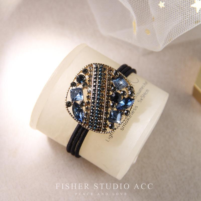 Korean Fashion Rhinestone Elastic Hair Rubber Bands For Girls Tie Hair Ring Rope Scrunchie Office Accessories Ponytail Headdress