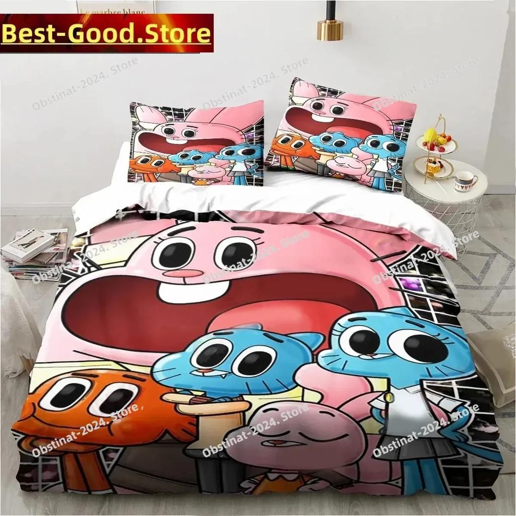 Carton The Amazing World Beding Set Gumbal Young Boys Young Girls Twin Quen King-Sized Dimensionsd Dimensions Soft Duvet Cover Pilowcase Bed boys