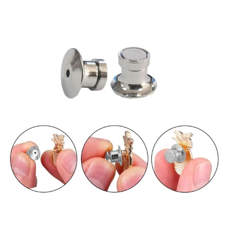 10pc Locking Pin Backs Lock Pin Keepers Clasp Magnetic Metal Pin Locks Back DIY Accessories Buckle Brooch Safety Pin Cap