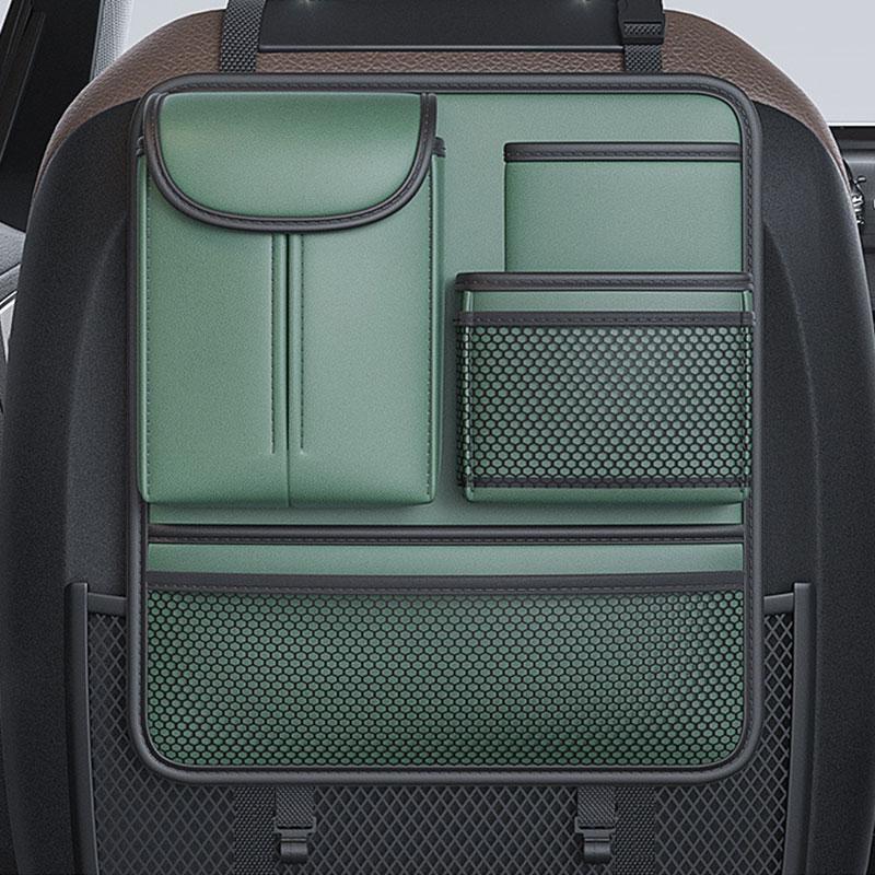 Quality Leather Car Organizer Seatback Storage Bag Cup Holder/Double Side Multi-pocket Auto Middle Seat Hanging Bag Tissue