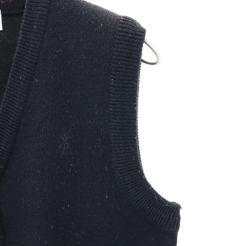 YVES SAINT LAURENT 90s Old V neck Knit vest 120 black Kid's Used