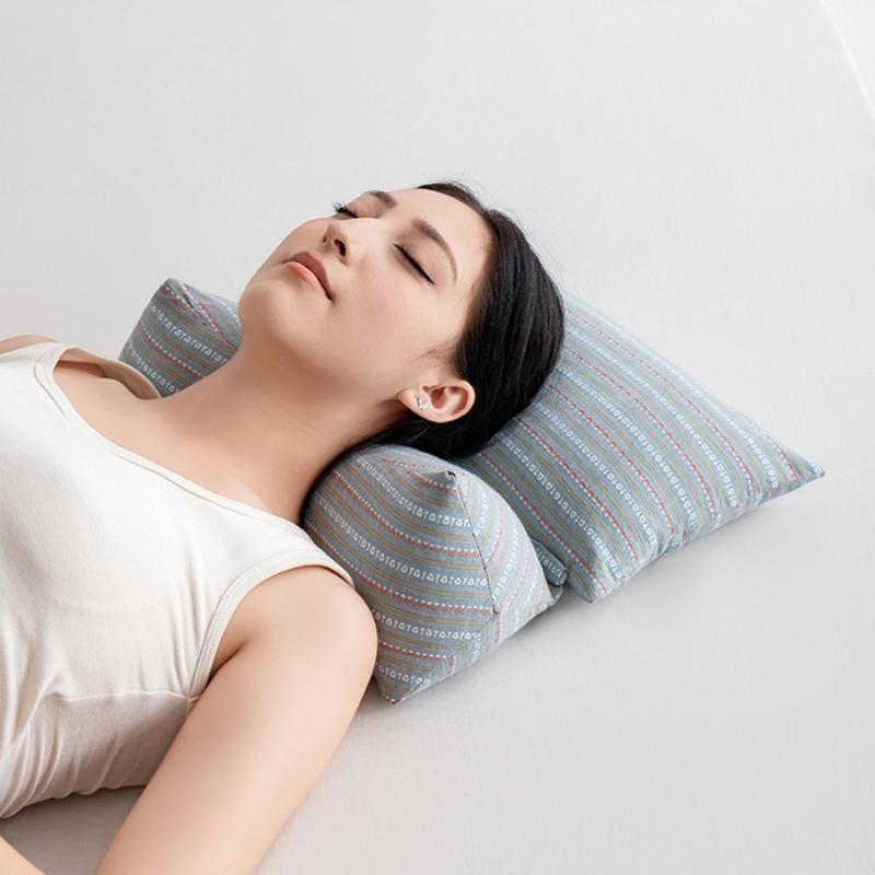 2025 New Buckwheat Husk Triangular One-piece Pillow Household Cervical Spine Anti-bow Pillow Removable Combination Pillow Core