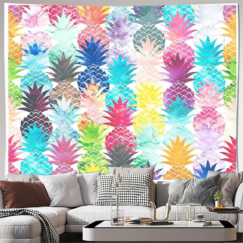 

Boho Tapestry Wall Hanging Tropical Pineapple Pattern Decor Aesthetic Room Decor Beach Vibes Nature Inspired Dorm Room Festival 74x94cm(29x37in)