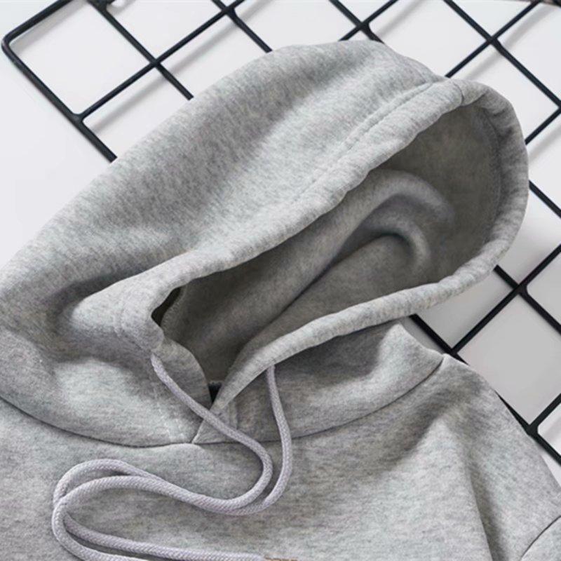 Herbst- und Winterkleidung Herren und Damen Samt Leeres Brett Druck Studentenjacke Langärmeliges Partner-T-Shirt Einfarbig Kapuzenpullover