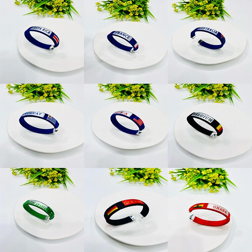 2026 FIFA World Cup Bracelets Boys Girls National Flag Ribbon Bracelet Fashion Woven Football Fan Wristband