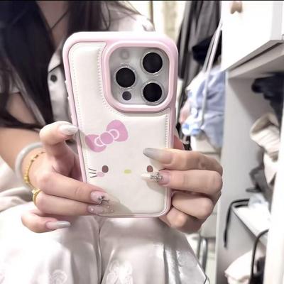 Pink Bow Leather Case for Apple 17 Pro Max - Soft, Drop-Proof White and Pink Shell Compatible with 13, 14, 15, and 16 Models.