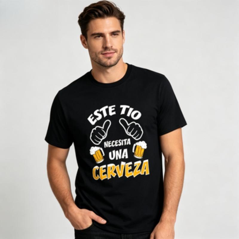 Pure Cotton Unisexs Tee Spanish Funny Beer Cup Thumbs Hand Print Mexican Drinking Party Gift Casual Daily Streetwear Tshirt