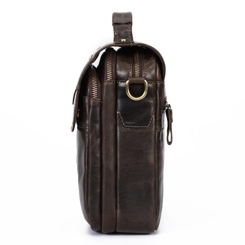 The First Layer of Cowhide Men's Shoulder Bag, Leather Trend Men's Bag, European and American Men's Large-capacity Messenger Bag