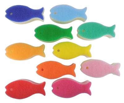 Marna Set Kitchen Dishwashing Sponge T262 Fish-Shaped Sponge, 10-Color (Dishwashing / 3-Layer Structure)
