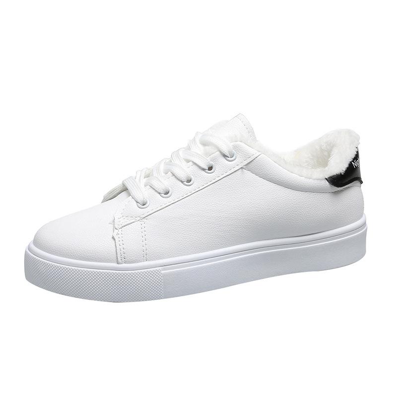 Zimowe Damskie Sneakersy Ciepłe Pluszowe Wulkanizowane Buty Damskie Platforma Bawełniane Buty Sznurowane Damskie Białe Plus Aksamit Casualowe Buty
