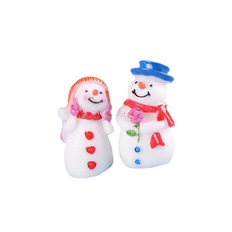 Adorable Resin Christmas Couple Snowman Figurines Perfect For Diy Miniature Gardens