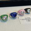 Geometric Dripping Oil Finger Buckle Korean Style Solid Color Ring Gemstone Heart Enamel Ring  Gift