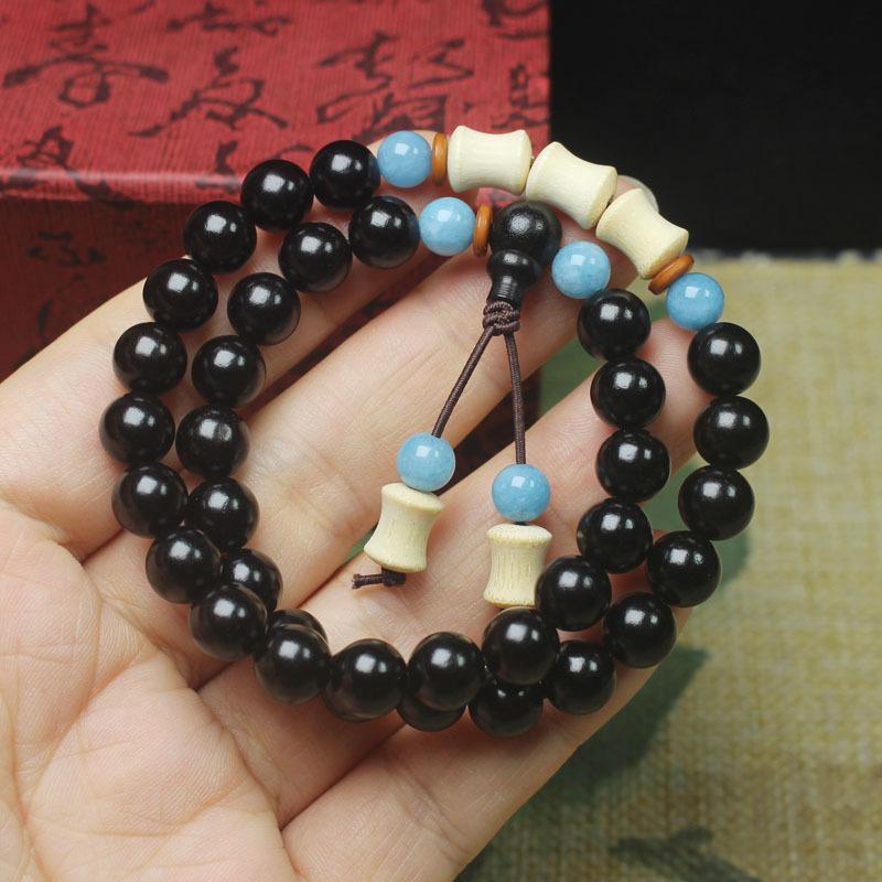 Black Sandalwood Bamboo Knot Multi-Layer Bracelet Literary Gift